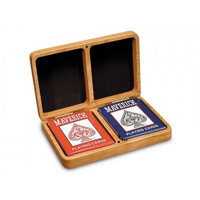 Double Deck Hardwood Poker Box